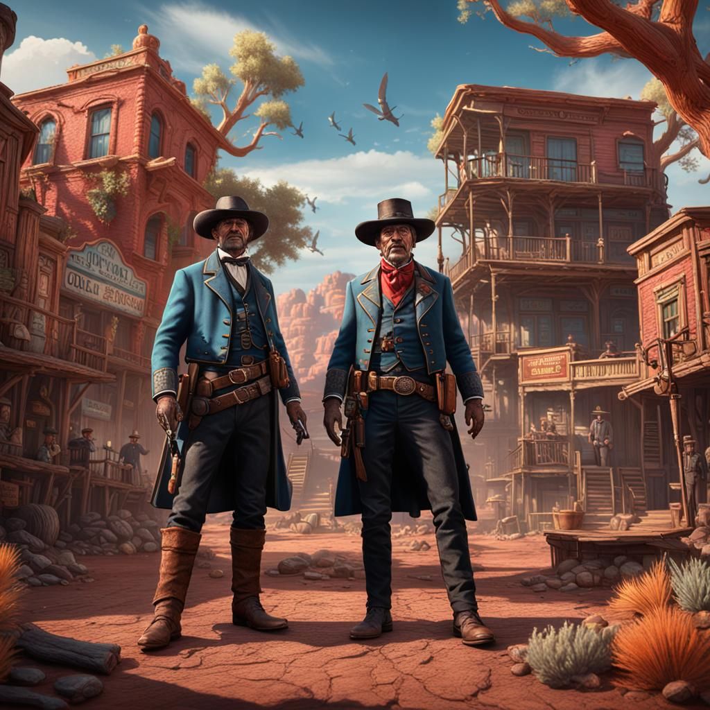 Doc Holiday and Billy The Kid in Detailed Matte Painting