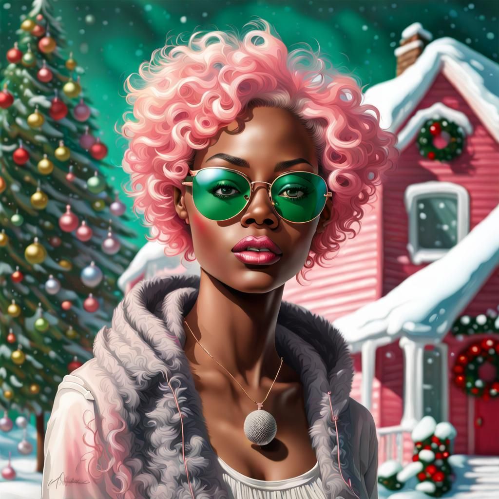 African American Model Singing Christmas Carols