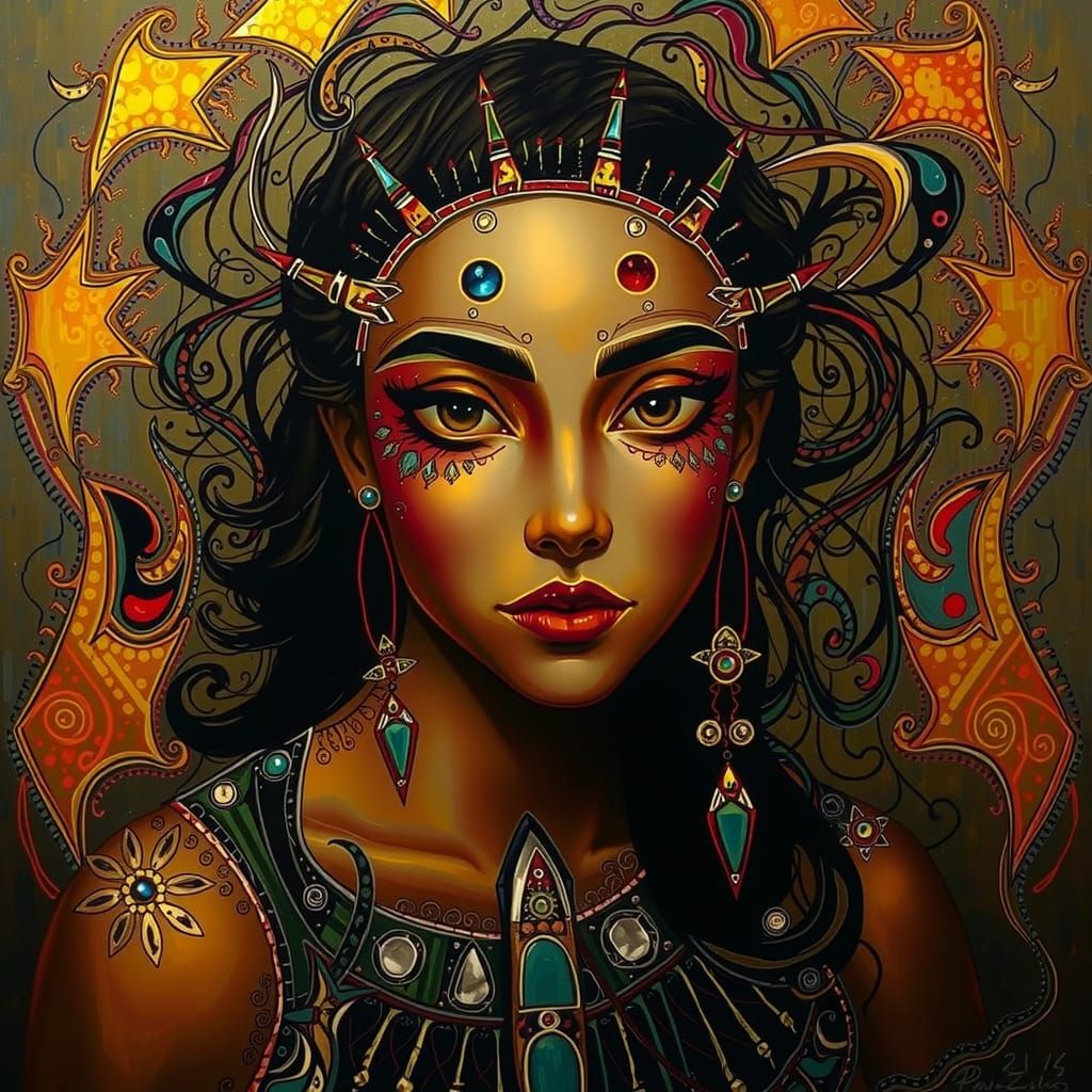 Abstract Expressionism with Iridescent Swirling Patterns