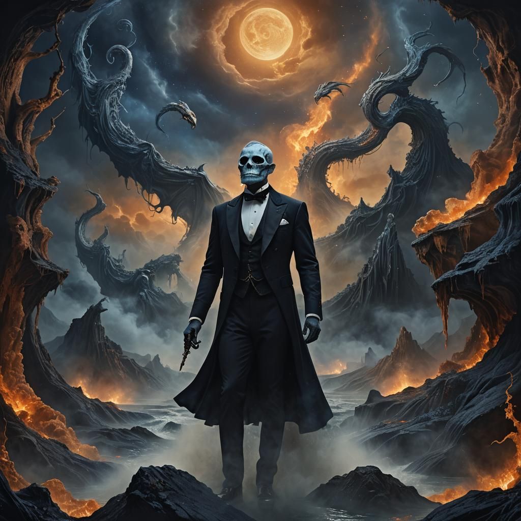 Charon in Tuxedo: Mystical Underworld Matte Painting