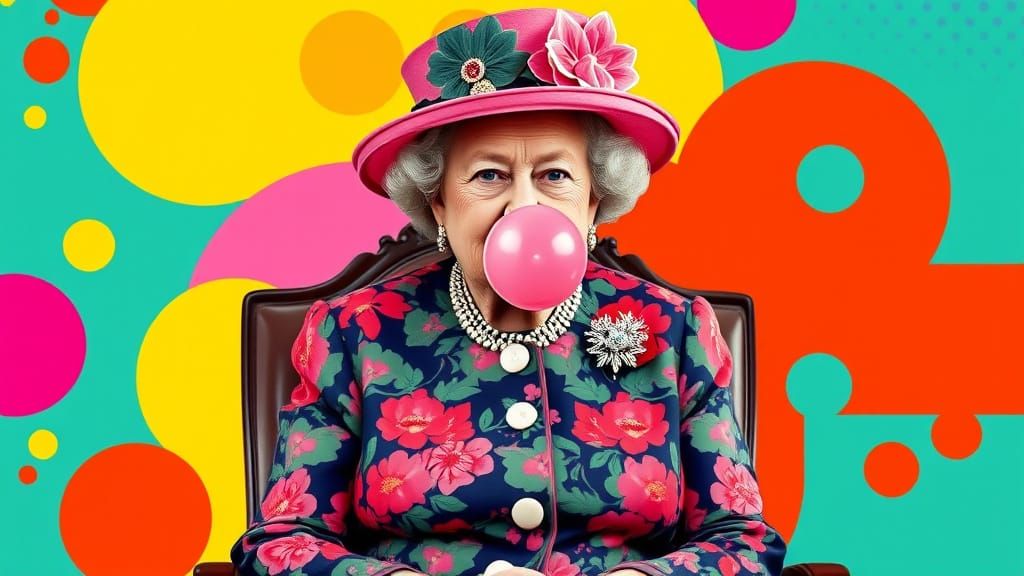 Queen Elizabeth in Vibrant Pop-Art Portrait