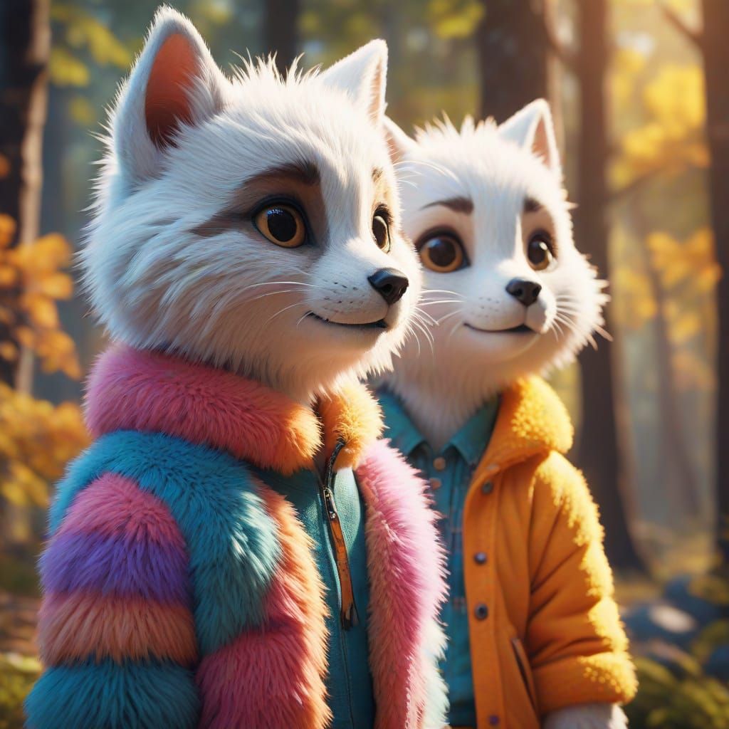 Big and Small Friends in Vibrant Digital Art