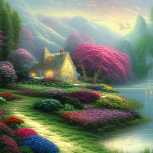 Ethereal Fantasy Island in Hyperdetailed Mist