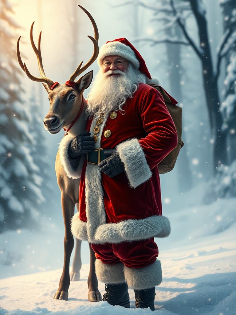 Jolly Santa Claus in Winter Wonderland