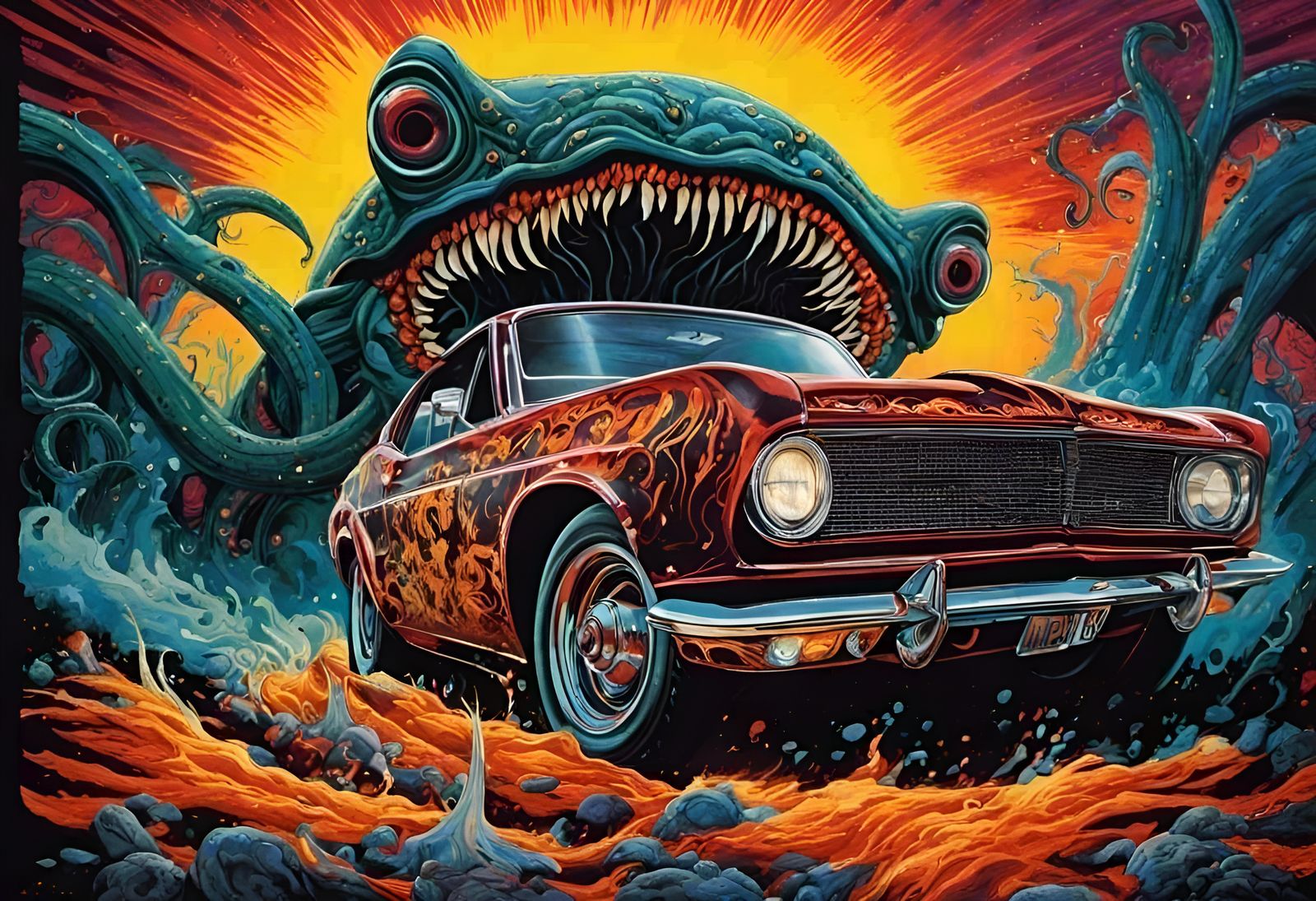 Eldritch Horror Car in Punk Rock Style