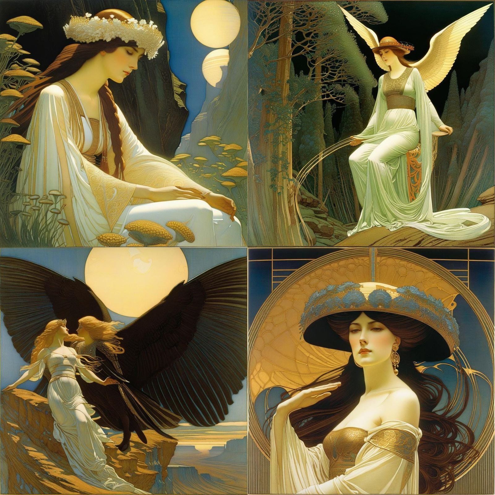 Ethereal Symbolic Art in the Style of Carlos Schwabe