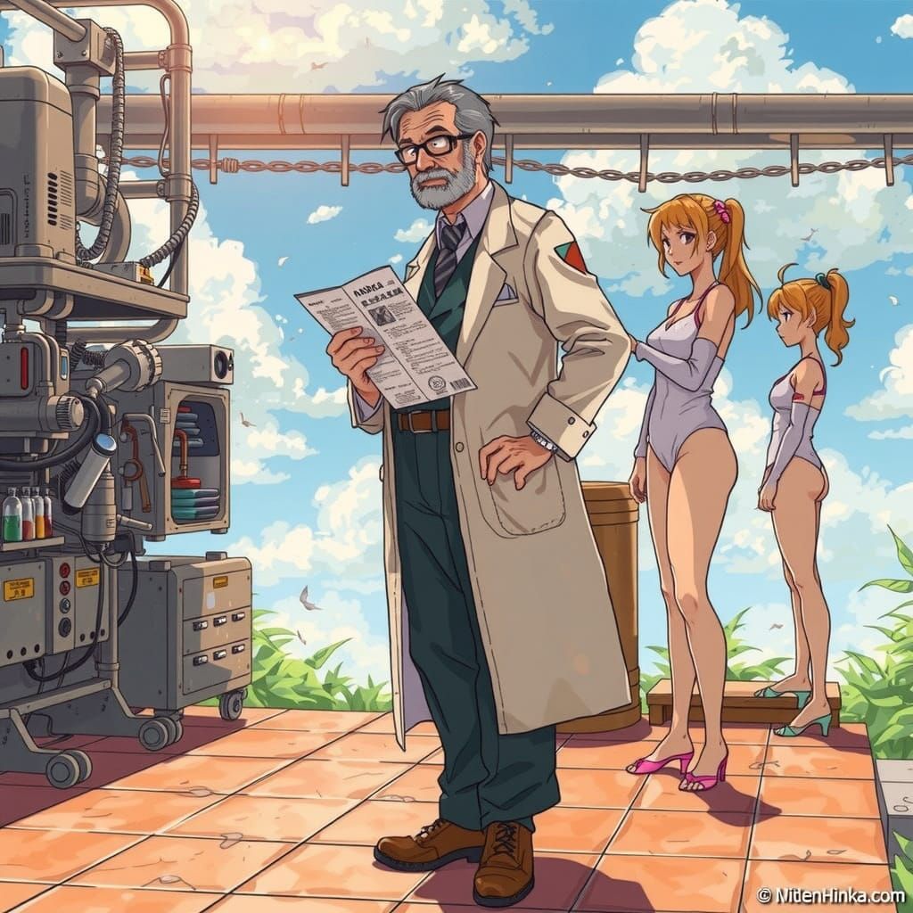 Mad Scientist Crafts Superior Monster in Studio Ghibli Style