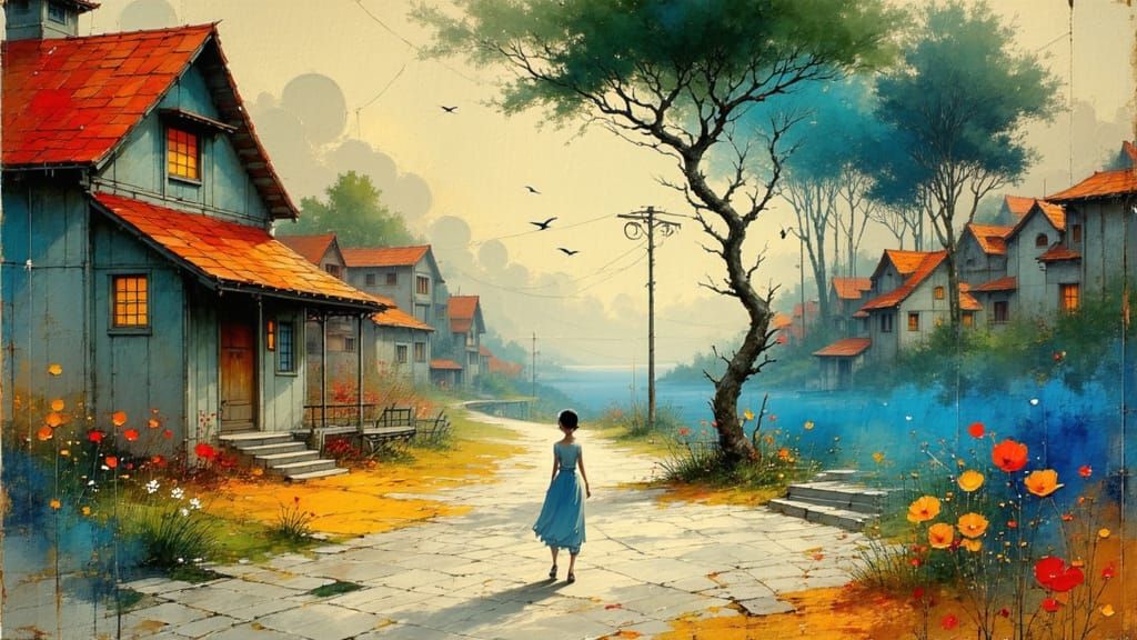 Whispers of Wonder in a Vibrant Town Scene