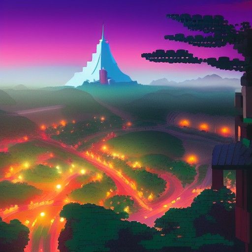 Lego Land at Dusk: Studio Ghibli Anime Visual