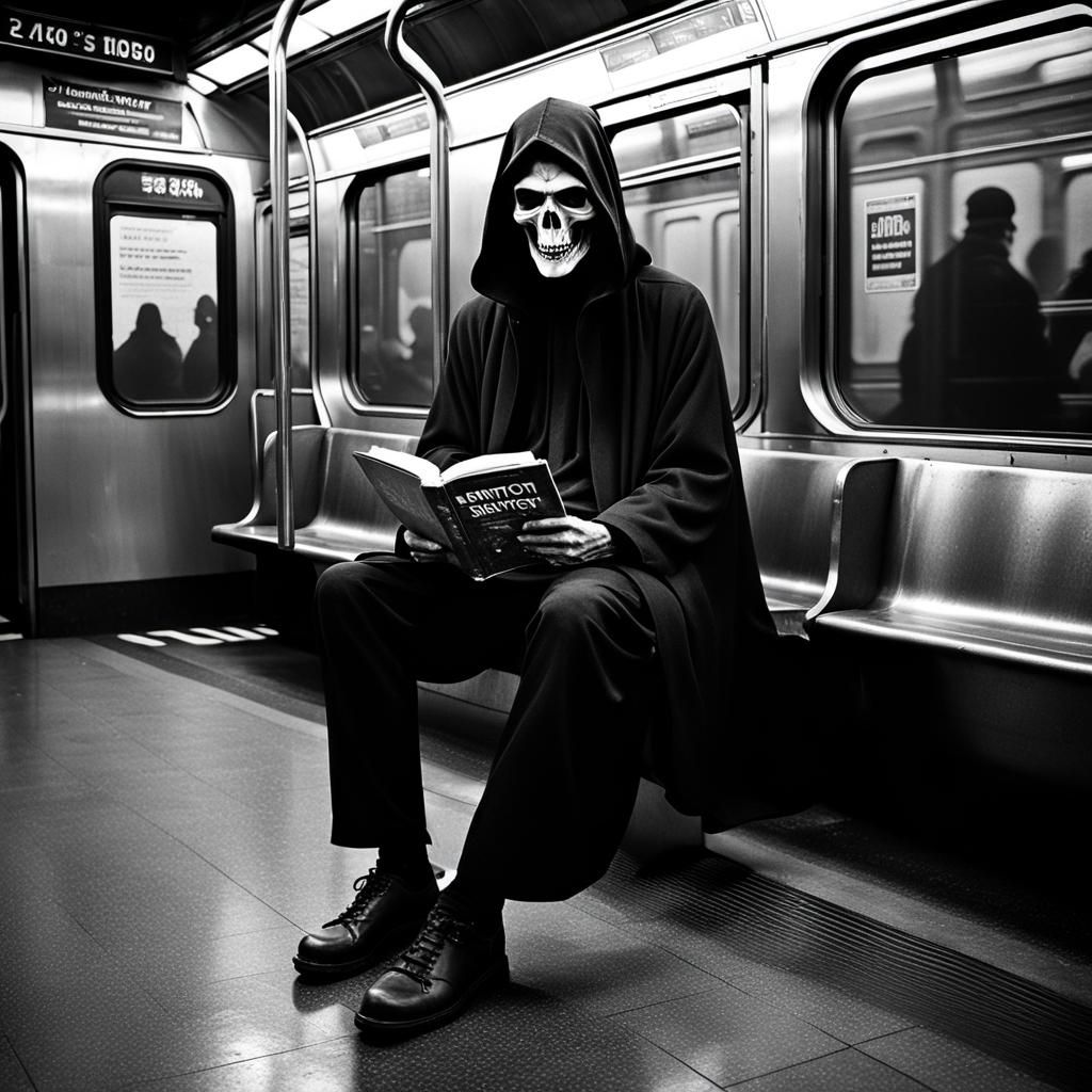Grim Reaper in Moody Subway Setting