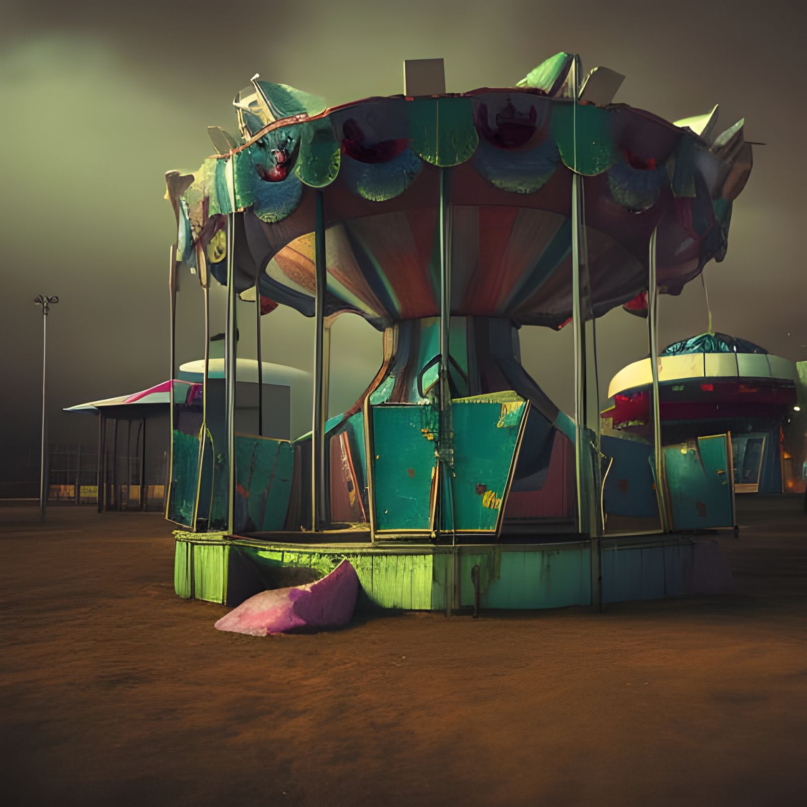 Dystopian Abandoned Carnival in Liminal Space
