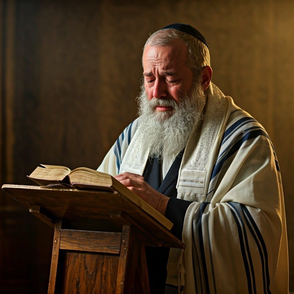 Rabbi in Prayer with Cinematic Lighting