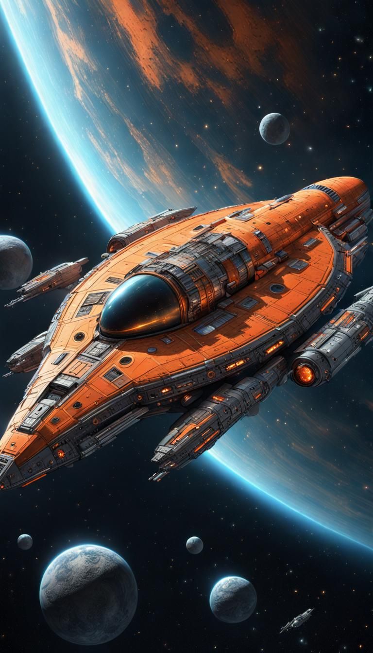 Sci-Fi Spaceship in Outer Space with Dynamic Lighting