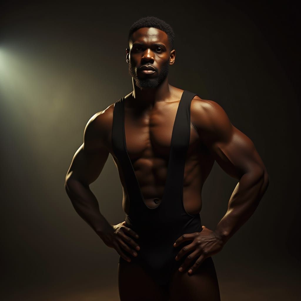 Regal Black Hero in Dazzling Mankini