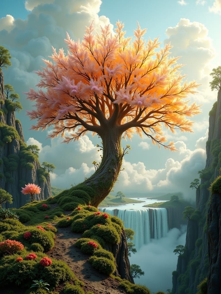 Ethereal Cloud Tree Radiating Electric Aura