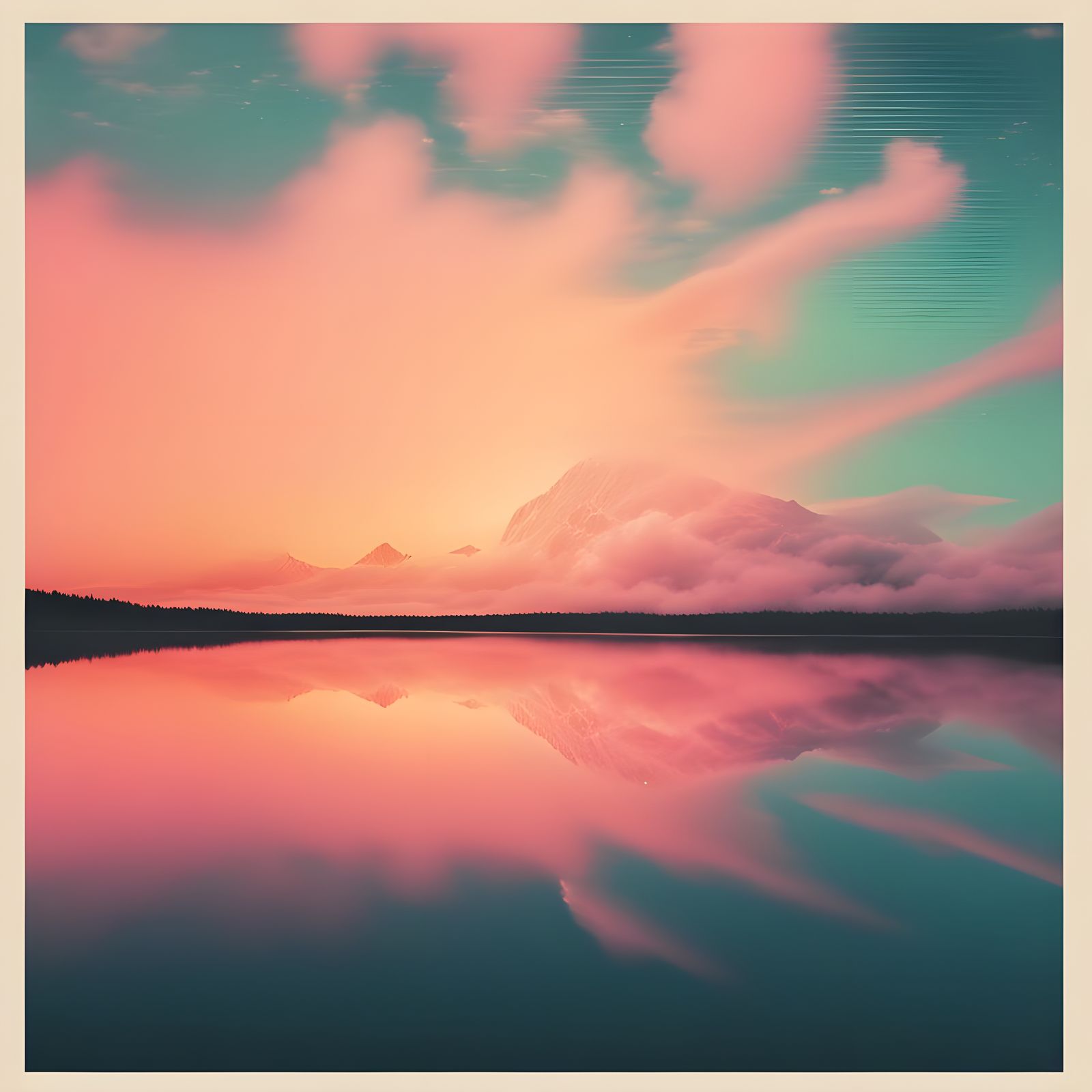 Ethereal Abstract Album Cover Art in Retro Style