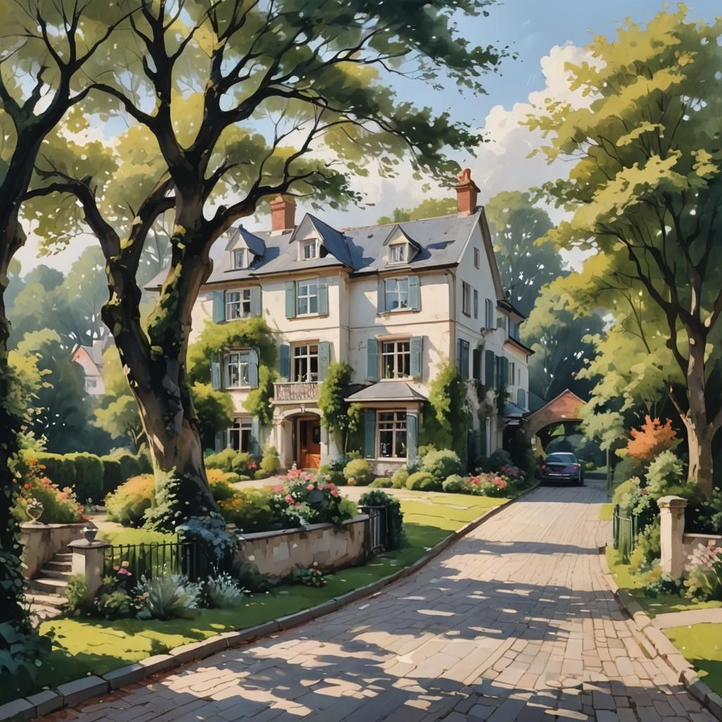 Airy Country House in Abstract Landscape