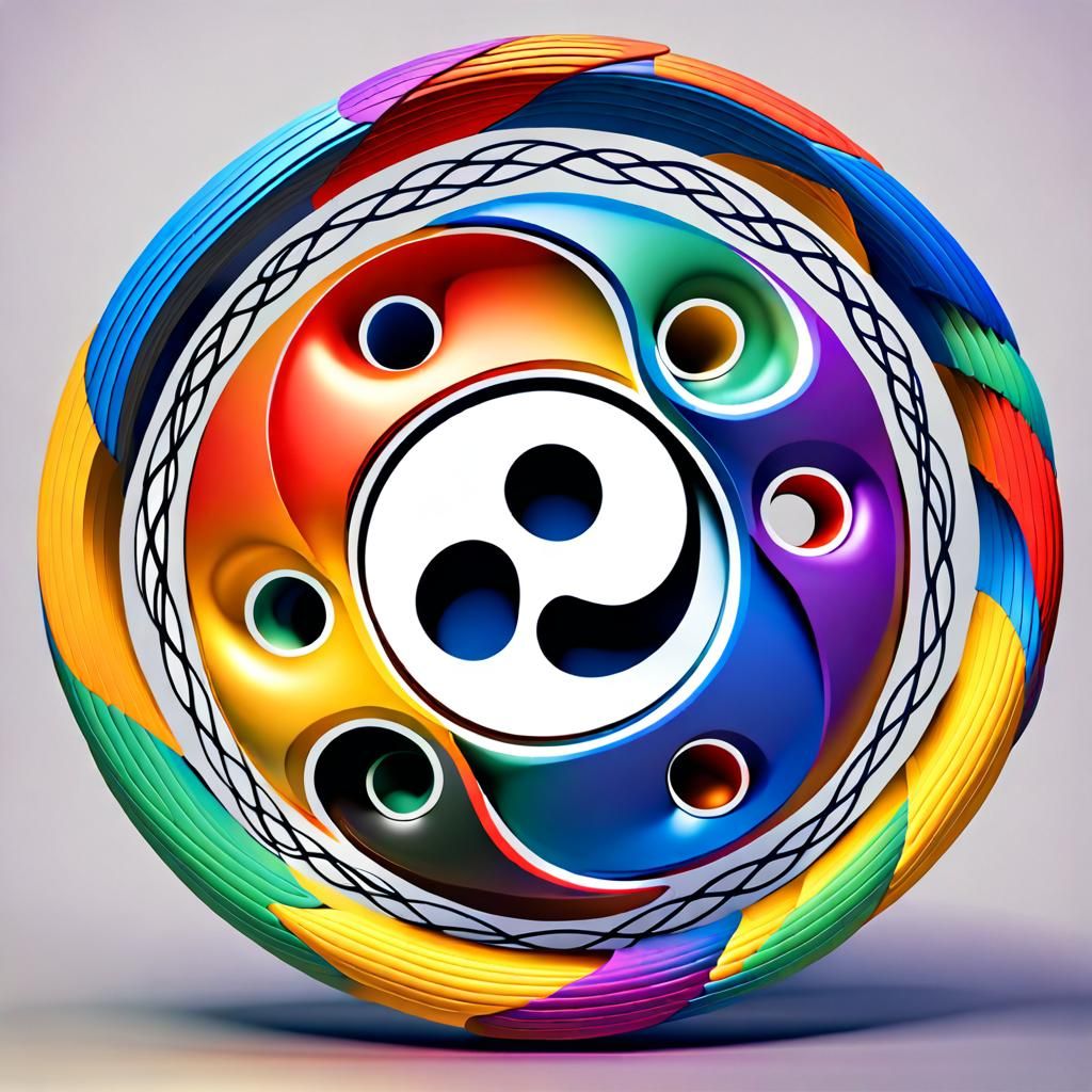 Colorful Torus over Yin Yang Symbol in 3D