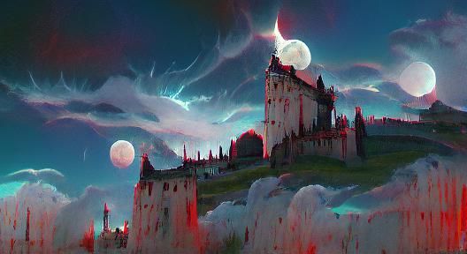 Gothic Castle Under Full Moon, Artstation Style