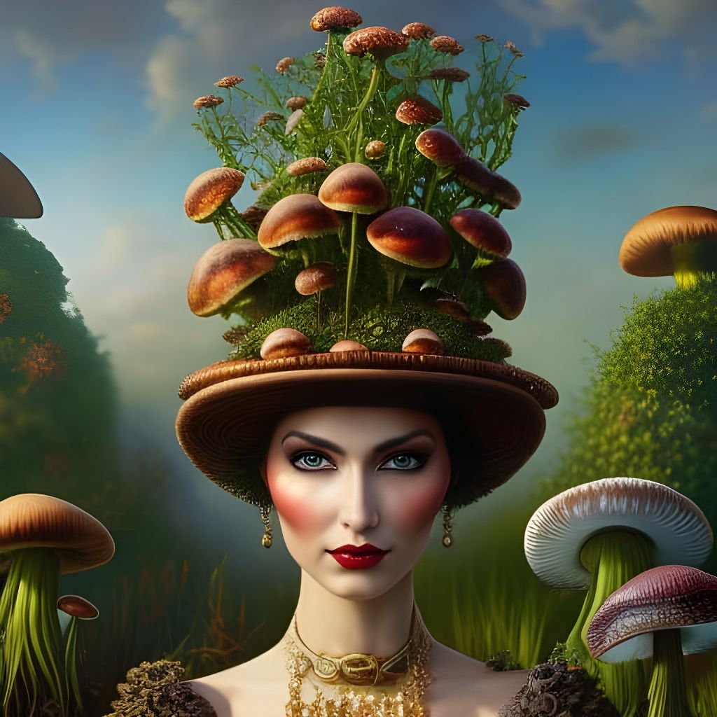 Woman with Garden Headpiece in Steampunk Style