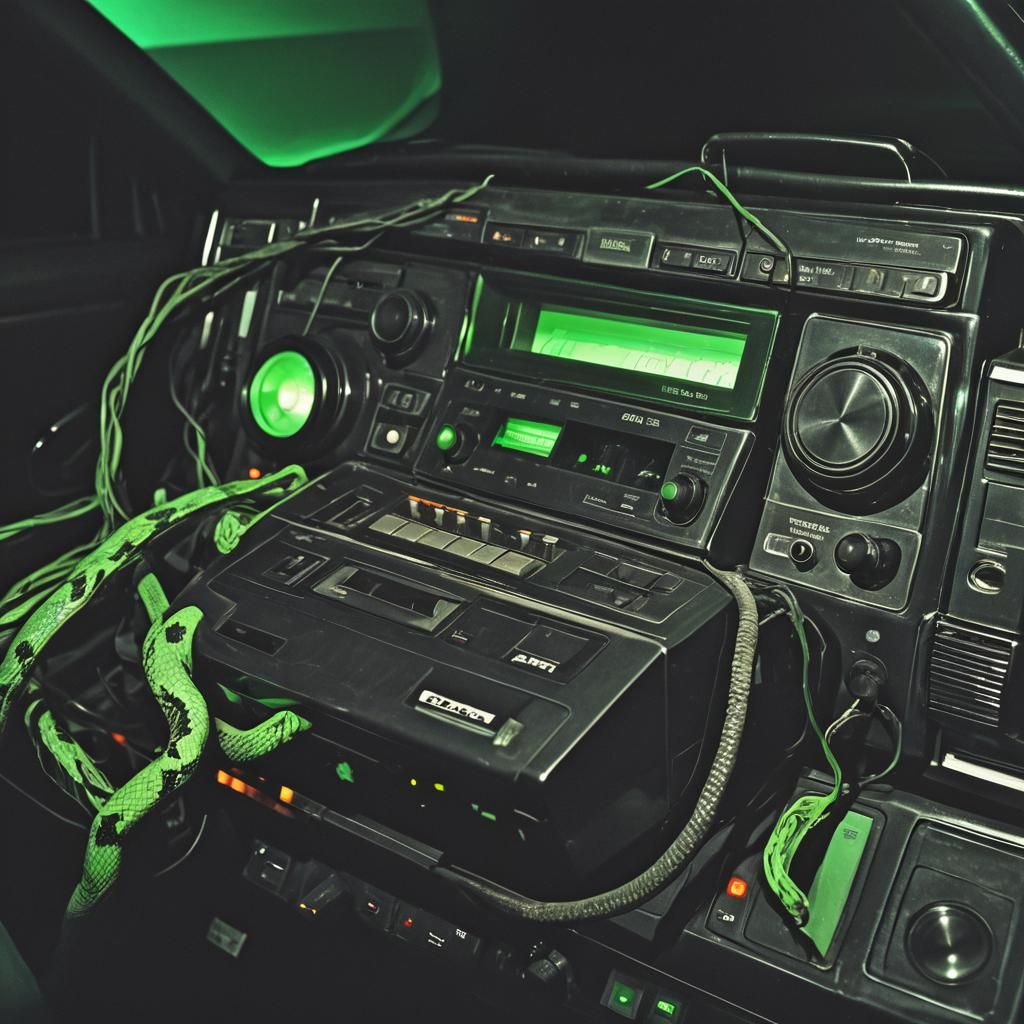 Dystopian Cassette Player Invasion: Surreal Close-Up