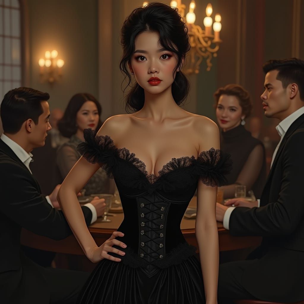 Victorian Woman in Gentleman's Club, Classic Portraiture