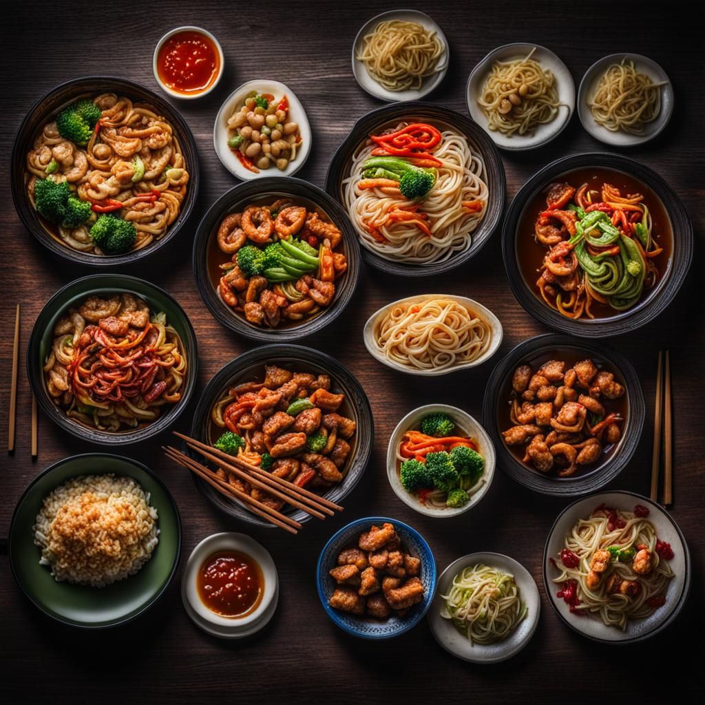 Hyperrealistic Chinese Food in Cinematic Lighting