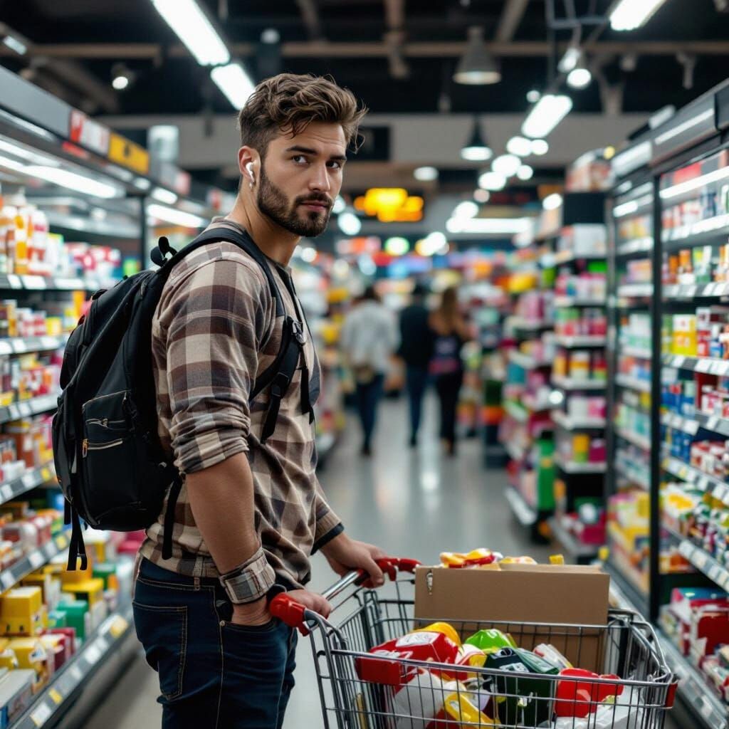 Cinematic Film Still: Man with Earpods