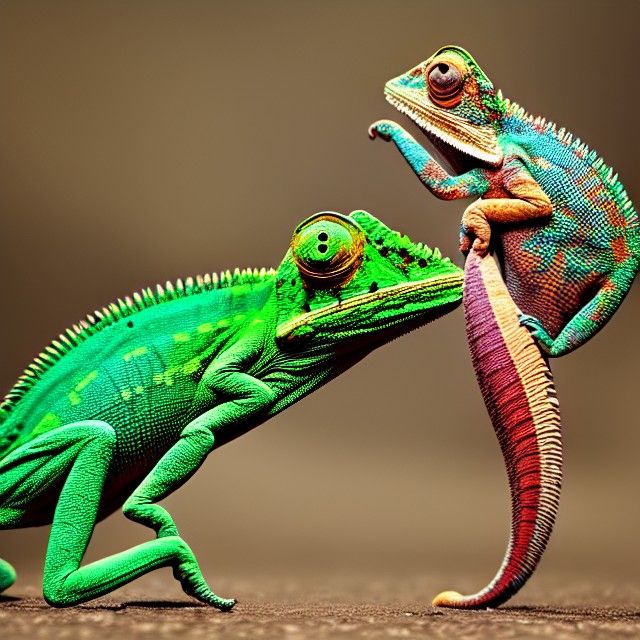Chameleons Clash in a Colorful Fight