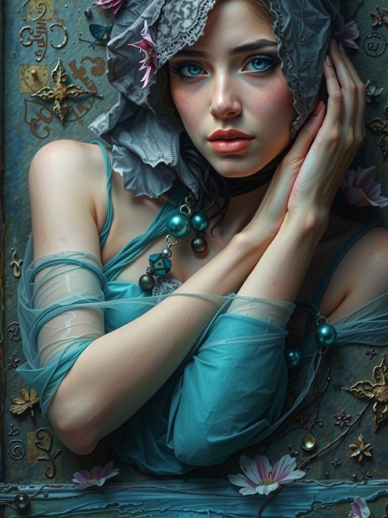 Vibrant Mixed Media Collage with Recycled Materials