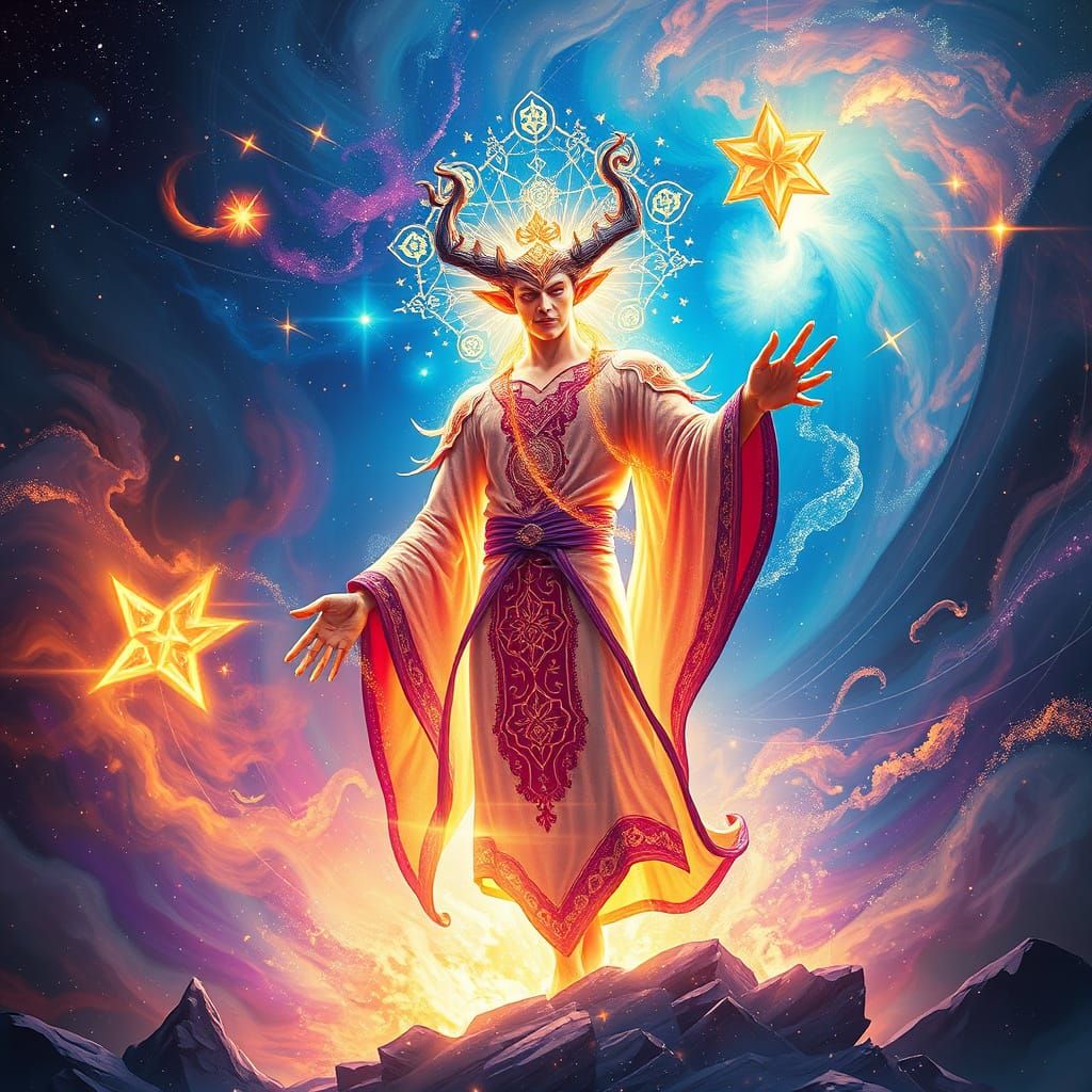 Celestial Djinn Emerges from Stardust Vortex