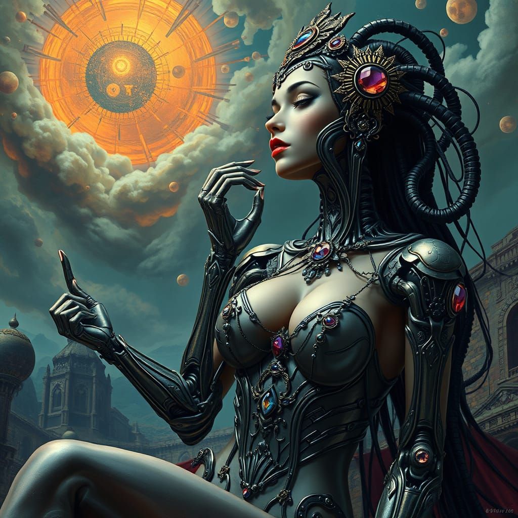 Futuristic Goddess of Cybernetic Dreams