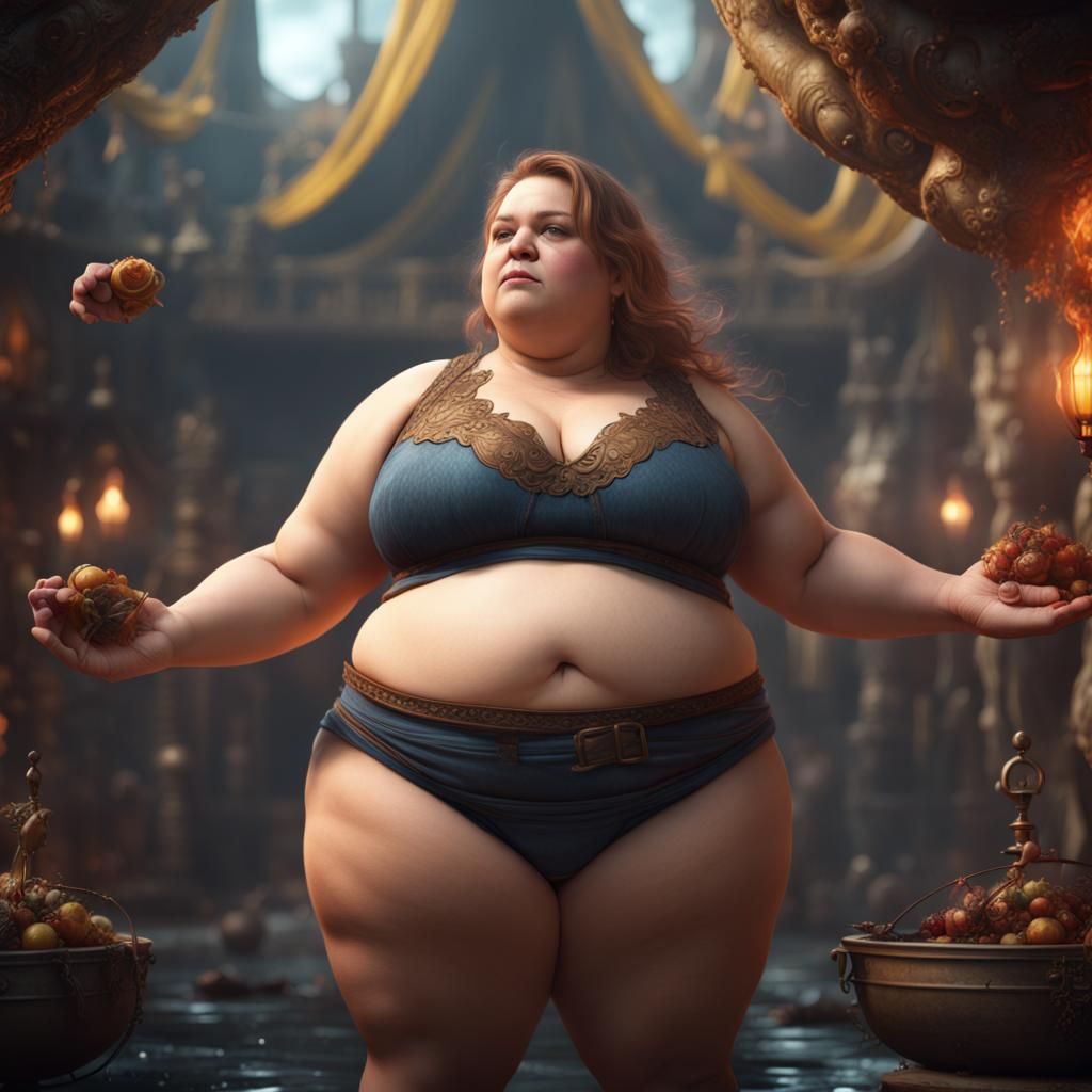Detailed Matte Painting of a Woman Showing Belly
