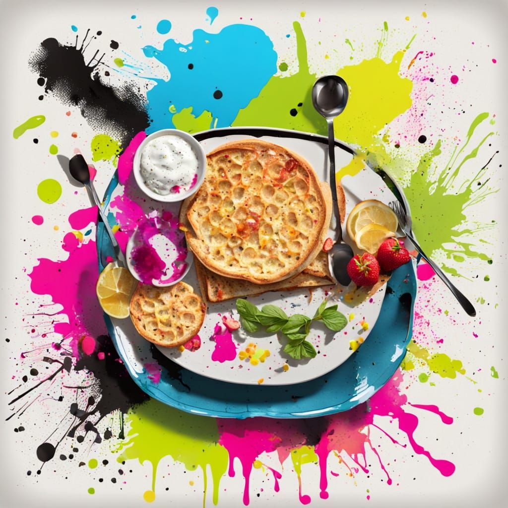 Neon Ink Splatter Breakfast Table