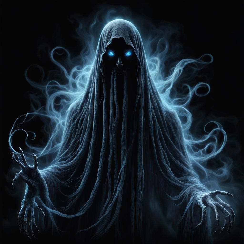 Sinister Ghost in Translucent Form, Dark Fantasy Art