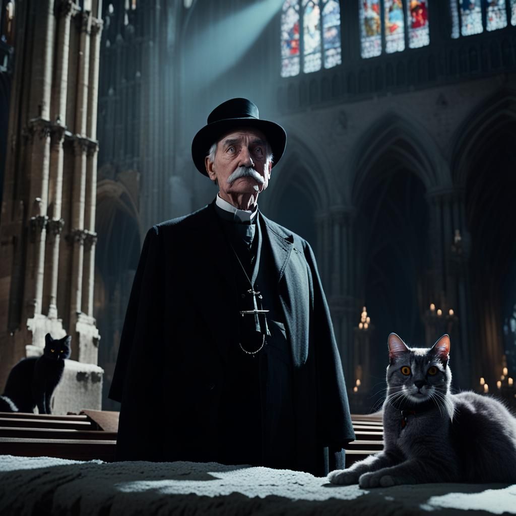 Epic Cathedral Scene in Dark Academia Style