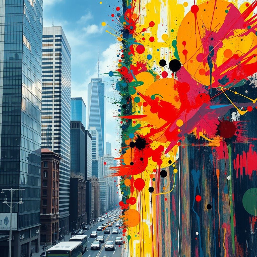 Abstract and Photorealistic Cityscapes Unite in Vibrant Cont...