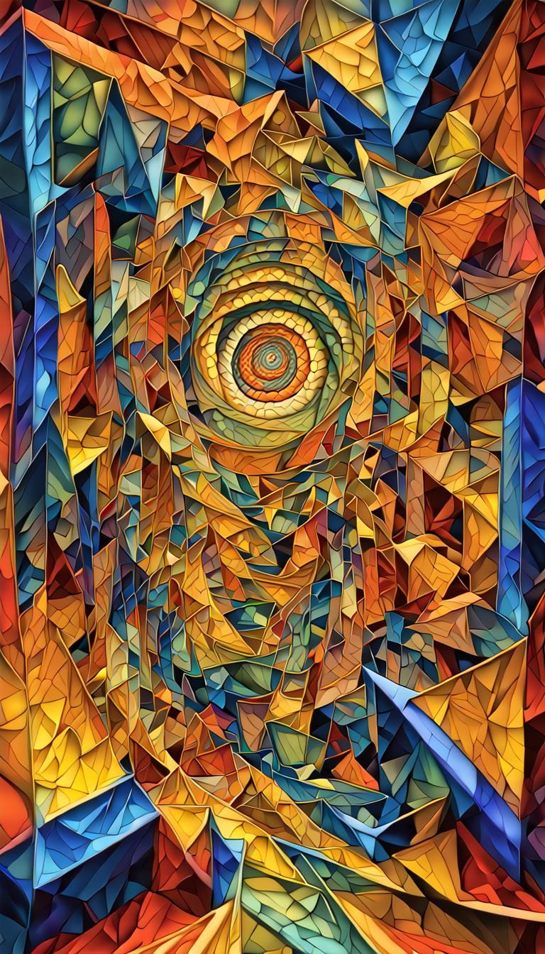 Four Dimensional Fractal Vortex in Cubist Style