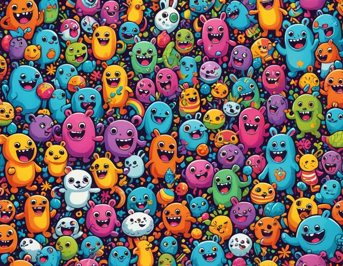 Whimsical Creatures in a Pun War: Digital Illustration