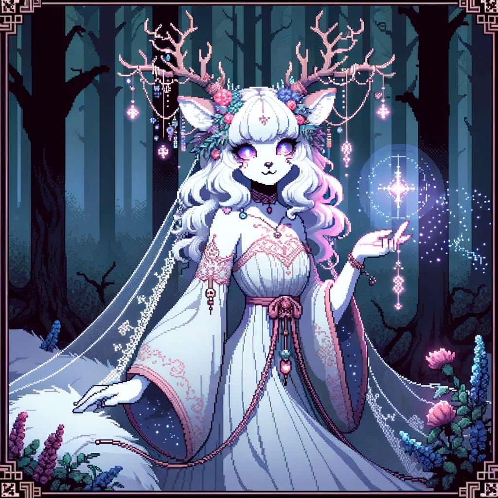 Ethereal Deer in Pixel Art Enchantment