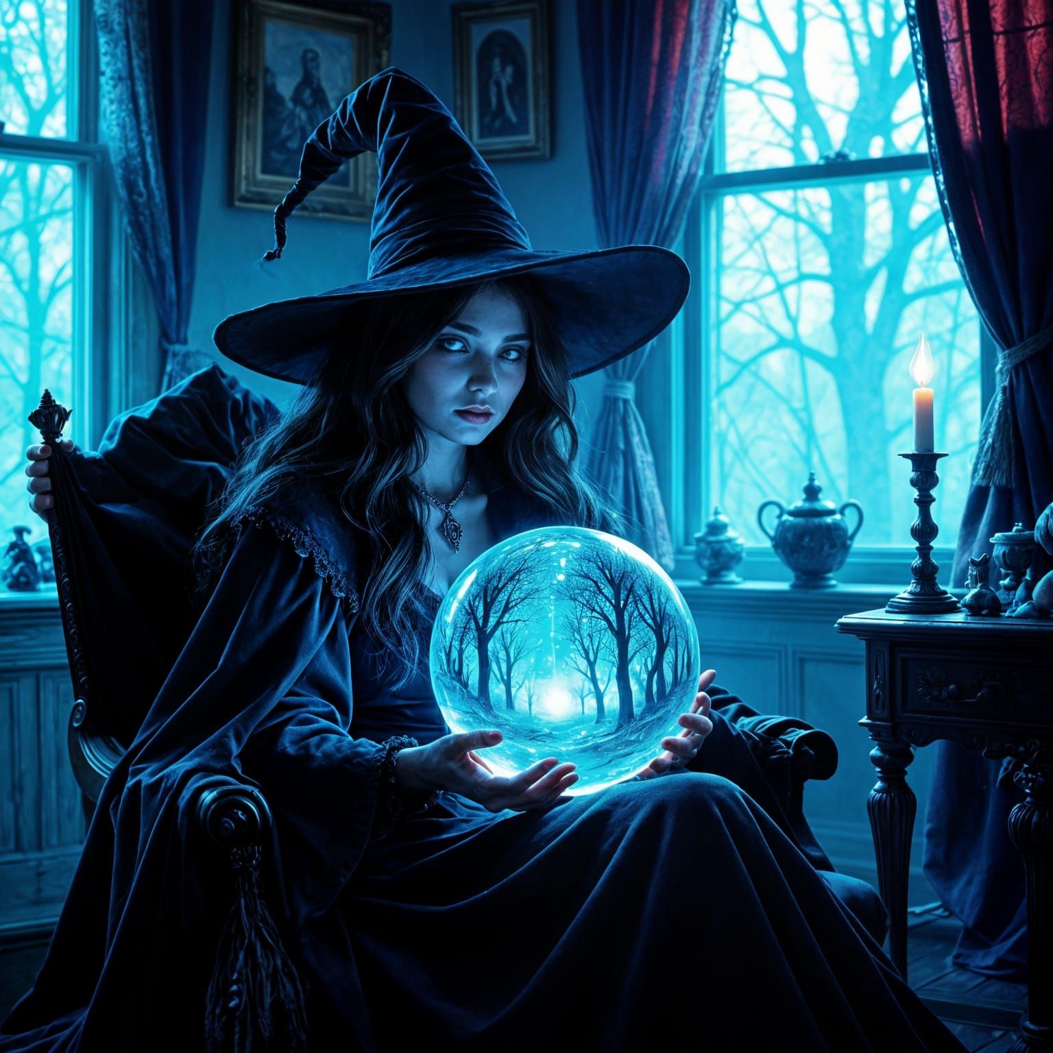 Haunting Witch's Parlor With Forest Spirits