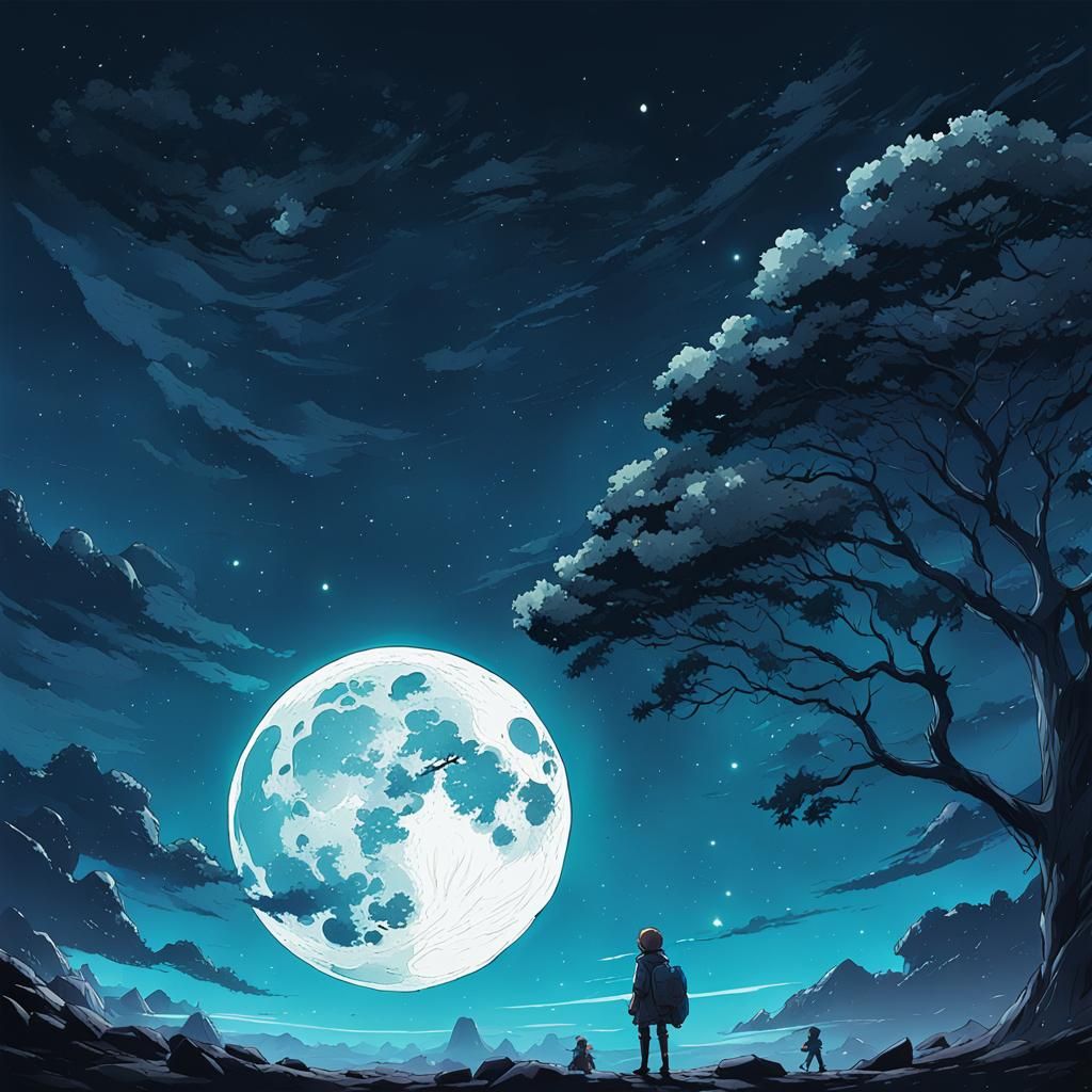 Anime Moon Art: Cel-Shaded Manga Scan