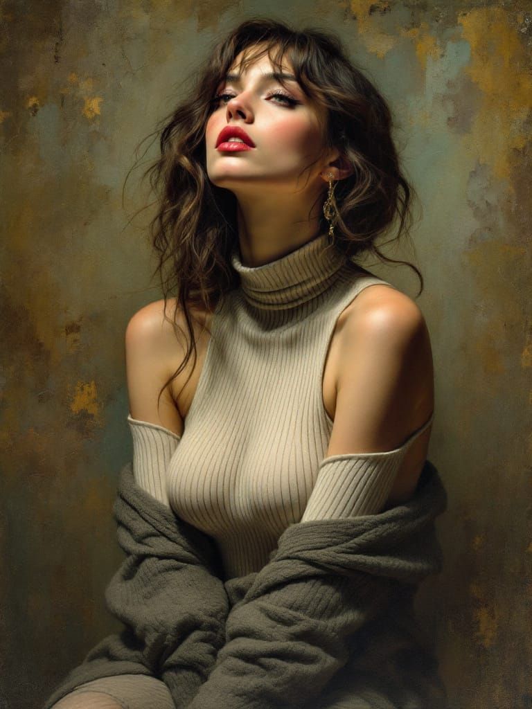 Tonalist Portrait of Woman in Turtleneck
