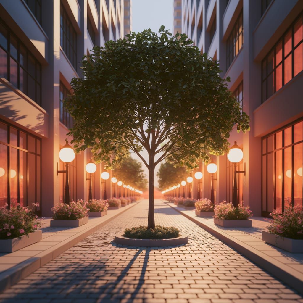 Enchanting Urban Idyll at Dusk