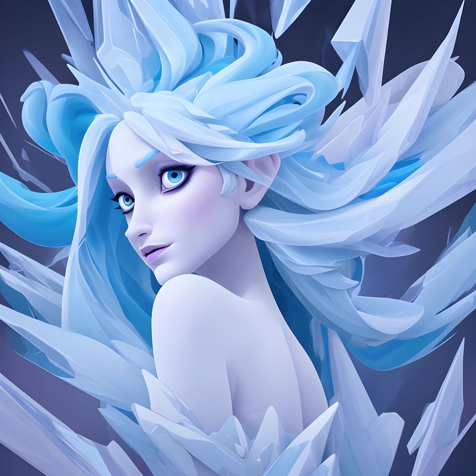 Abstract Ice Queen with Complementary Colors