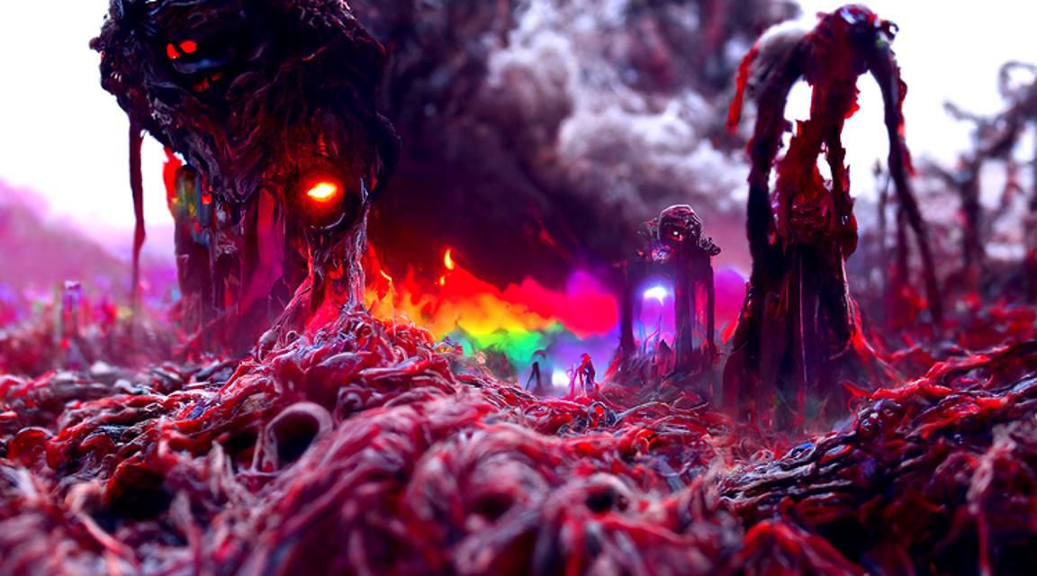 Psychedelic Hellscape Render in Vibrant Colors