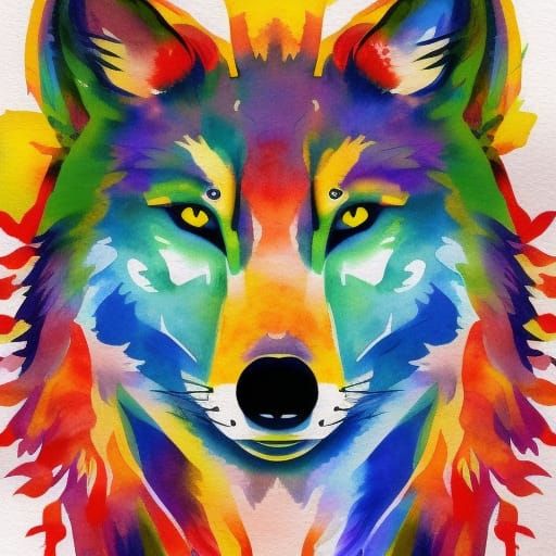 Abstract Watercolor Wolf Painting
