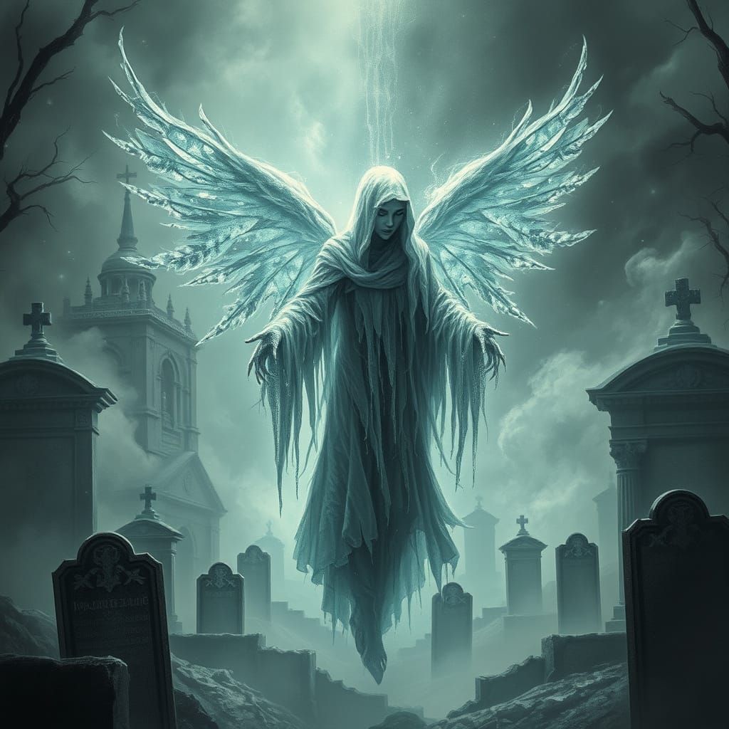 Ethereal Ghost in Haunted Cemetery