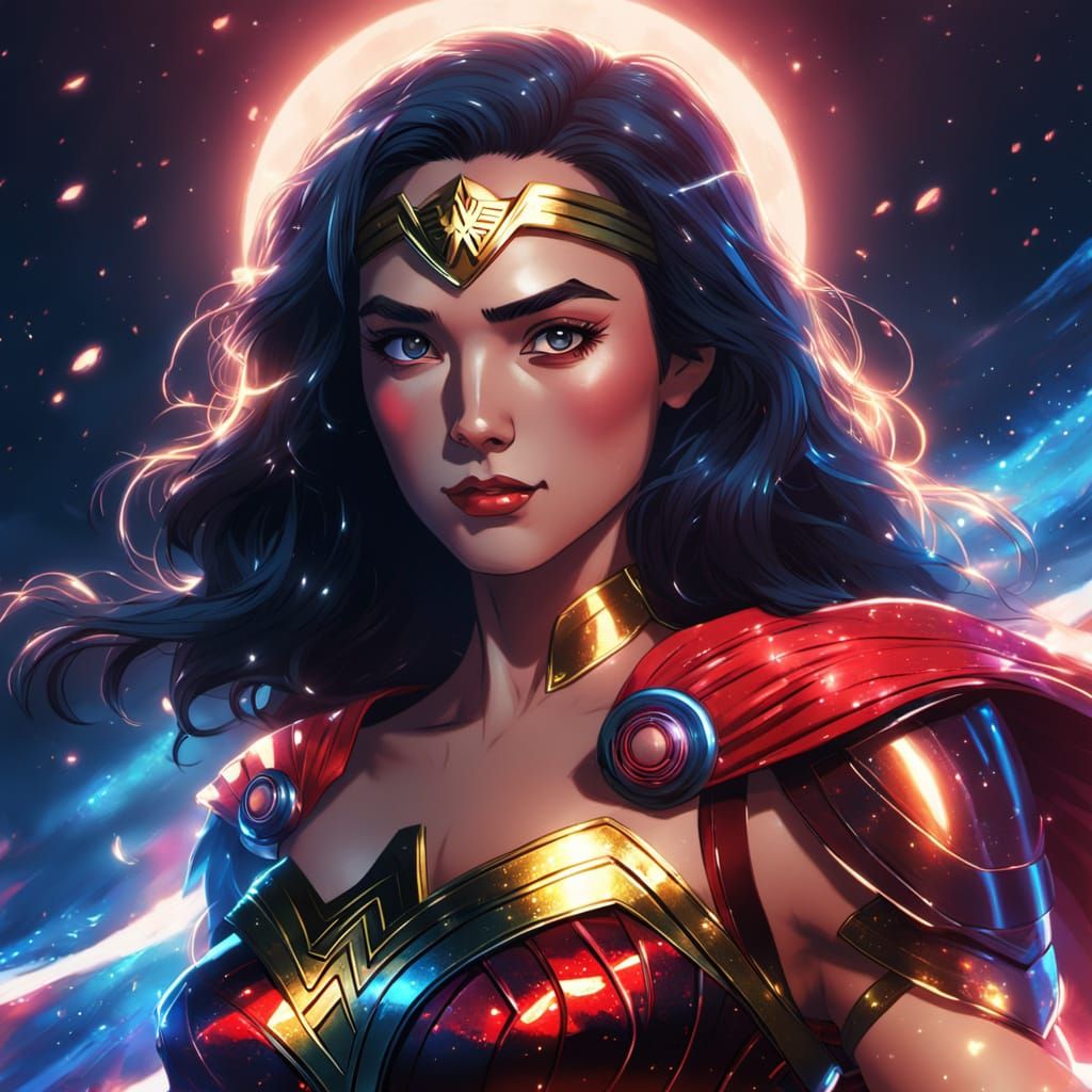 Wonder Woman Transforms Into Sailor Moon in Sci-Fi Art