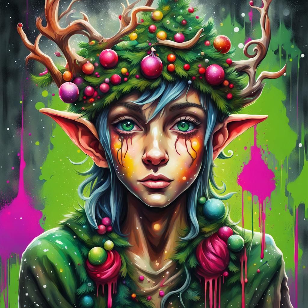 Christmas Elf in Graffiti Art Style